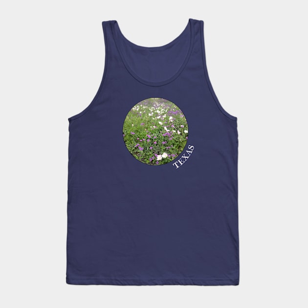 Texas Wildflowers - Prairie Verbena (purple) and Evening Primrose (pink) Tank Top by AtlasMirabilis